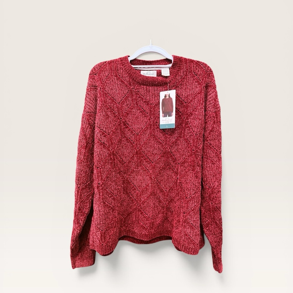 Weatherproof Vintage Chenille Diamond Knit Sweater – Red – Size L – NWT - Picture 2 of 3